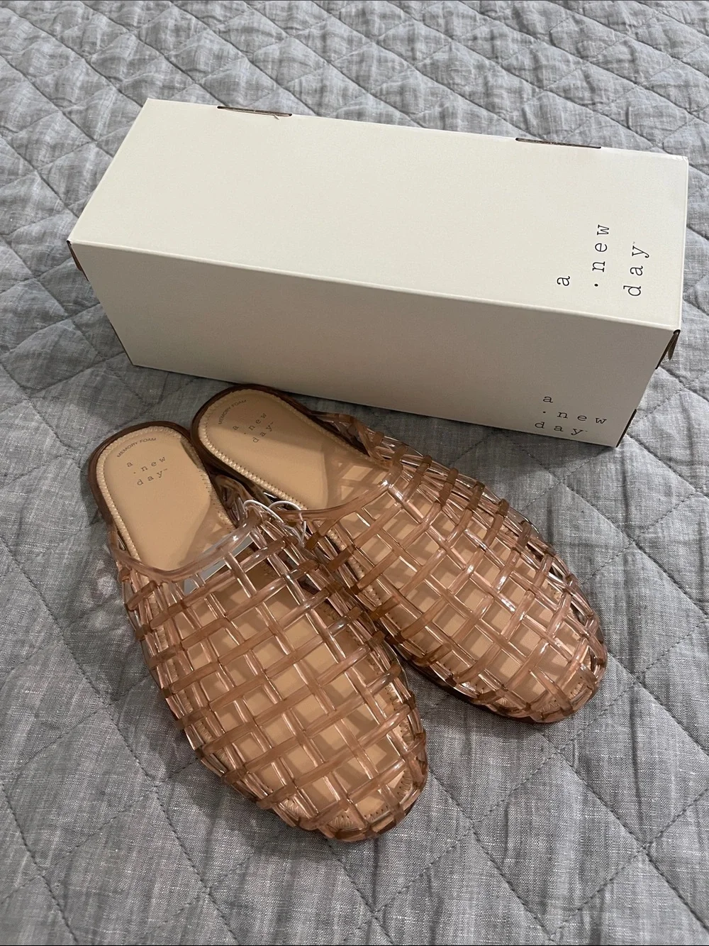 a new day Pink Transparent Luciana Flat Jelly Slide Mules